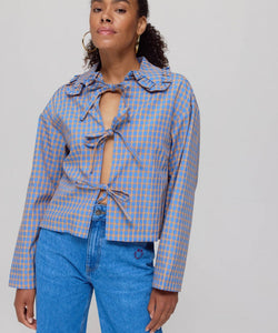 HARPER & YVE | LOLA LS BLOUSE - CHECK ORANGE ULTRAMARINE