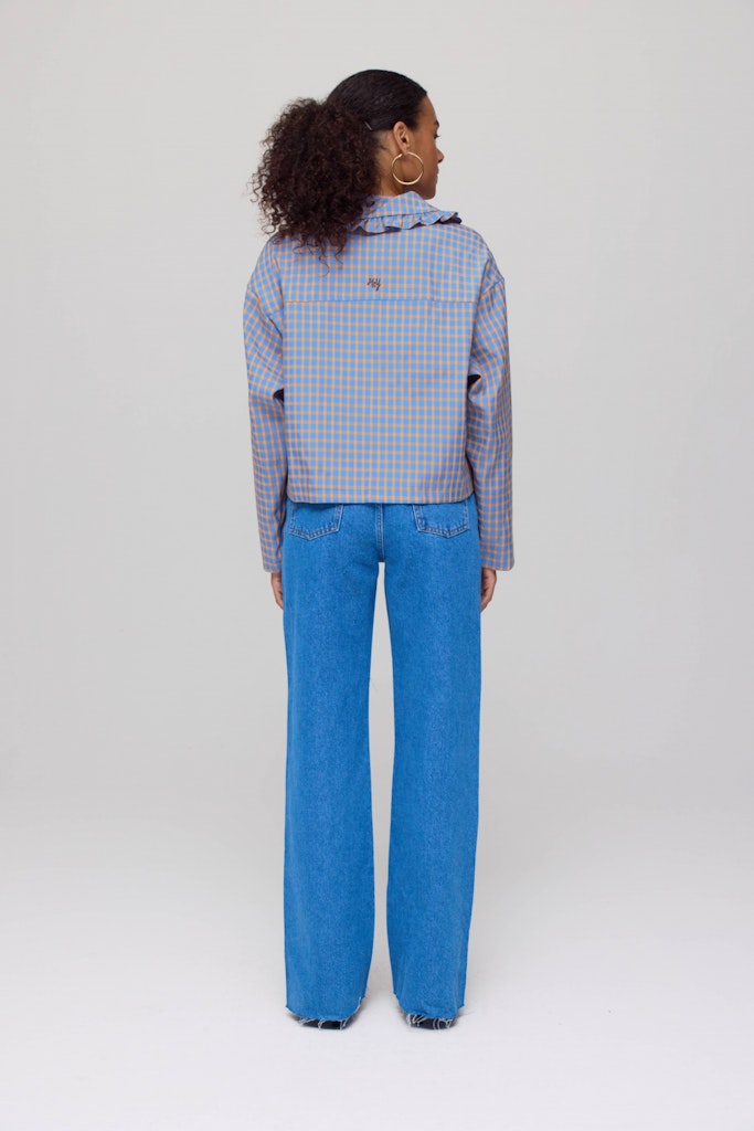 HARPER & YVE | LOLA LS BLOUSE - CHECK ORANGE ULTRAMARINE