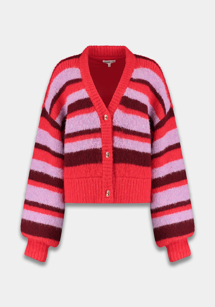 HARPER & YVE |  NOOR CARDIGAN - STRIPE MULTI LILA LOVE