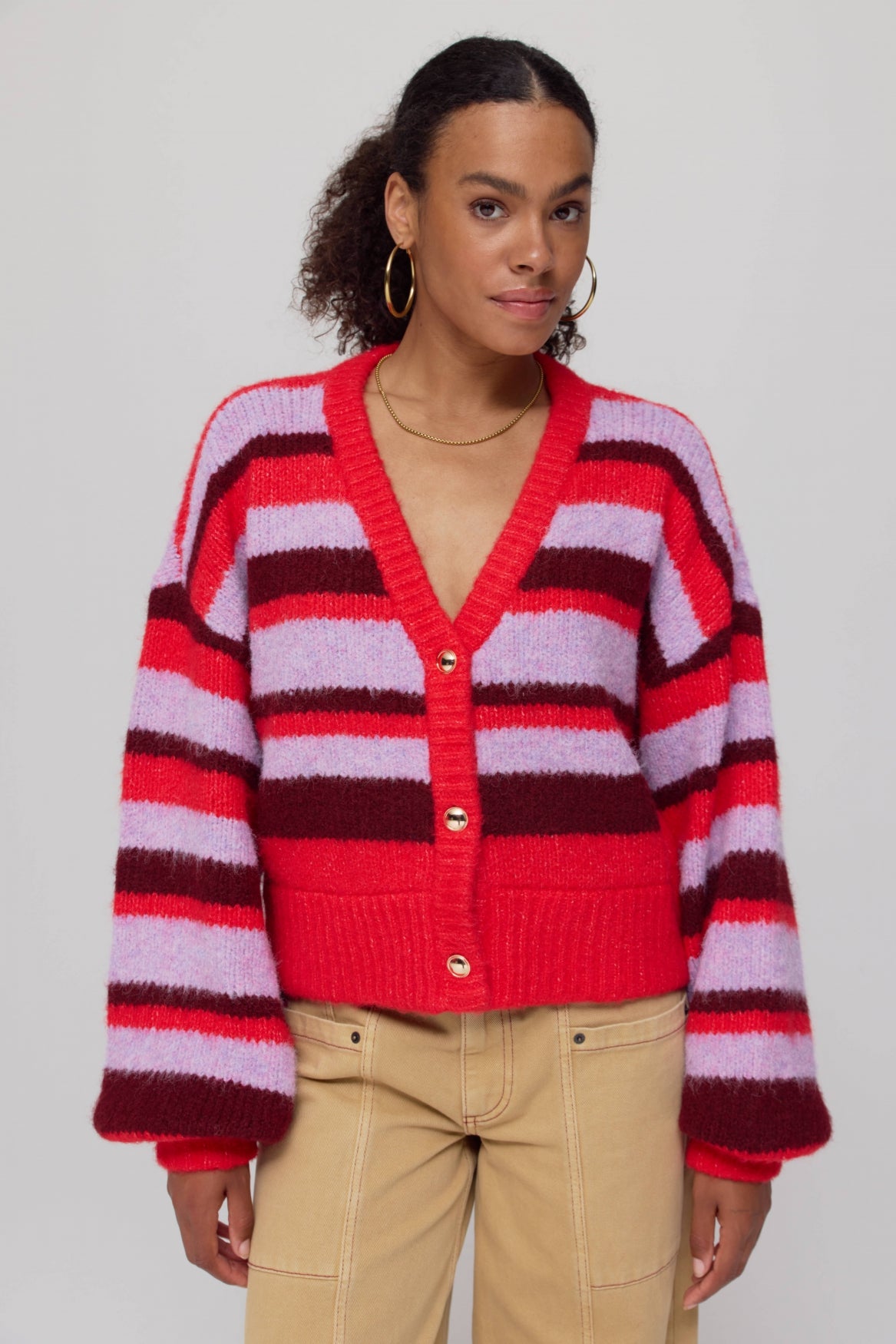 HARPER & YVE |  NOOR CARDIGAN - STRIPE MULTI LILA LOVE