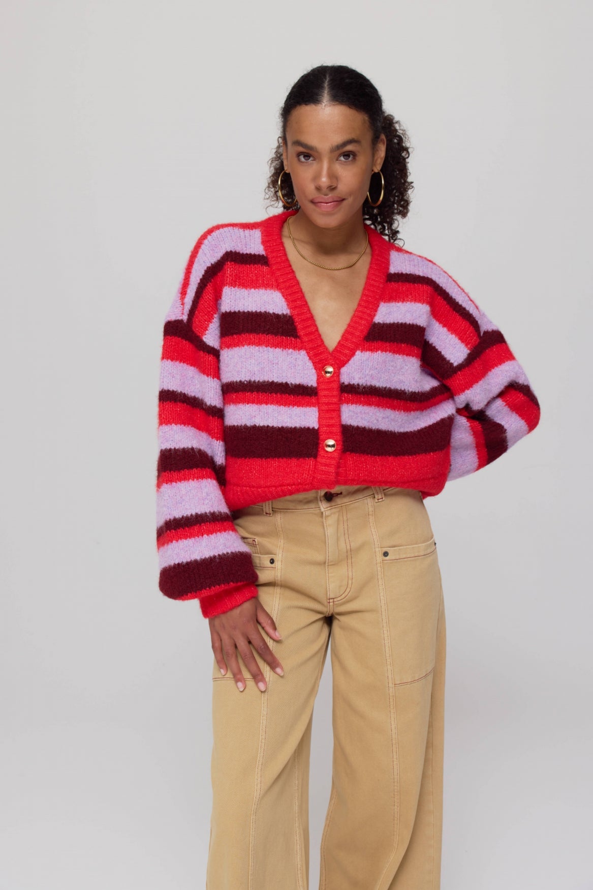 HARPER & YVE |  NOOR CARDIGAN - STRIPE MULTI LILA LOVE