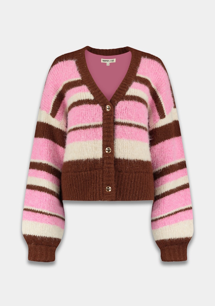 HARPER & YVE |  NOOR CARDIGAN - MULTI STRIPE PINK