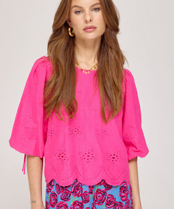HARPER & YVE | LEVY LS TOP - HOT PINK