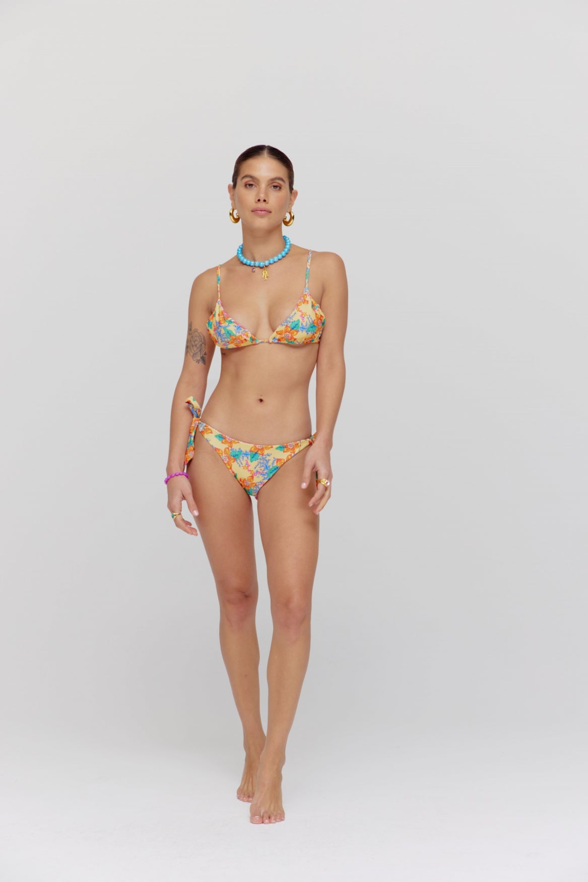HARPER & YVE | LEXIE 2-WAYS BIKINI BOTTOM - BANANA FLOWER & PINK STRIPE