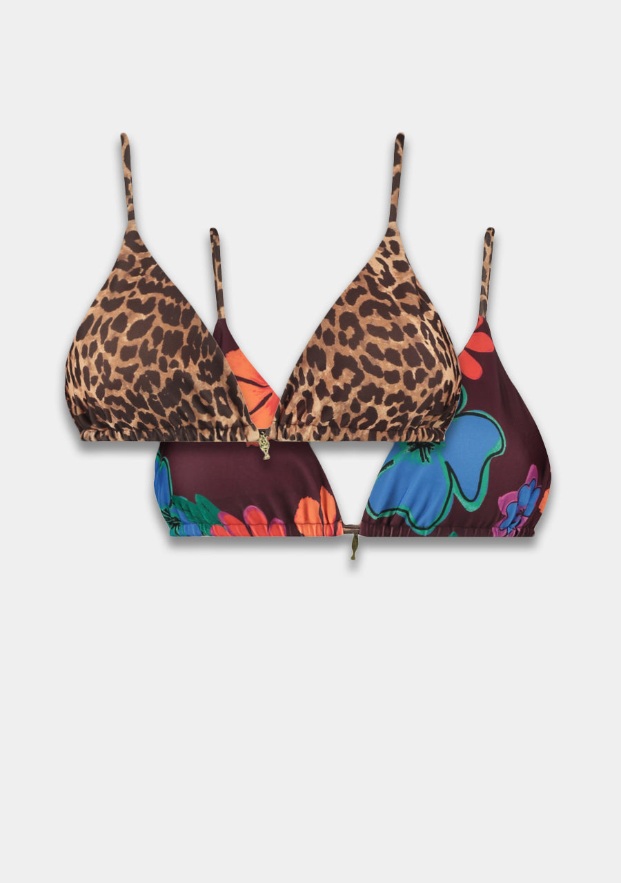 HARPER & YVE | LEXIE 2-WAYS BIKINI TOP - LEXIE LEOPARD & MYSTIC FLOWER
