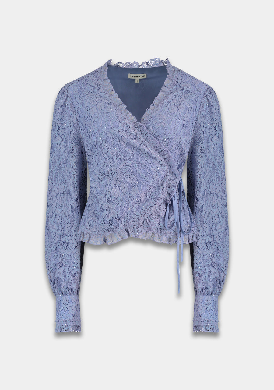 HARPER & YVE | COBY LS BLOUSE - ICY BLUE
