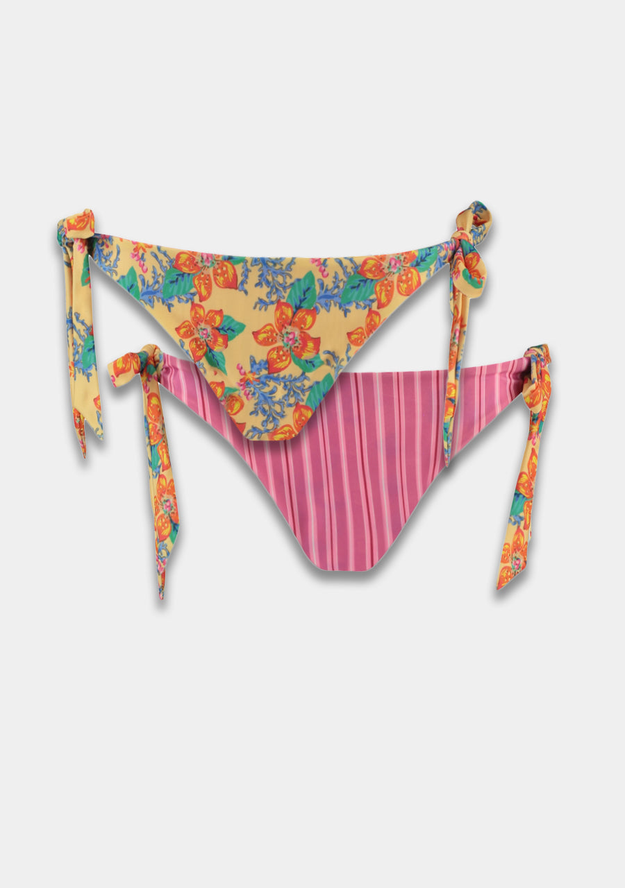 HARPER & YVE | LEXIE 2-WAYS BIKINI BOTTOM - BANANA FLOWER & PINK STRIPE