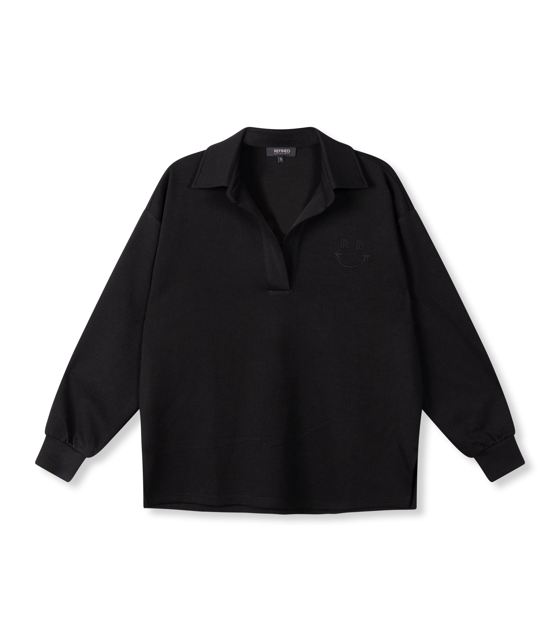 REFINED DEPARTMENT | LOES LONGSLEEVE POLO - BLACK