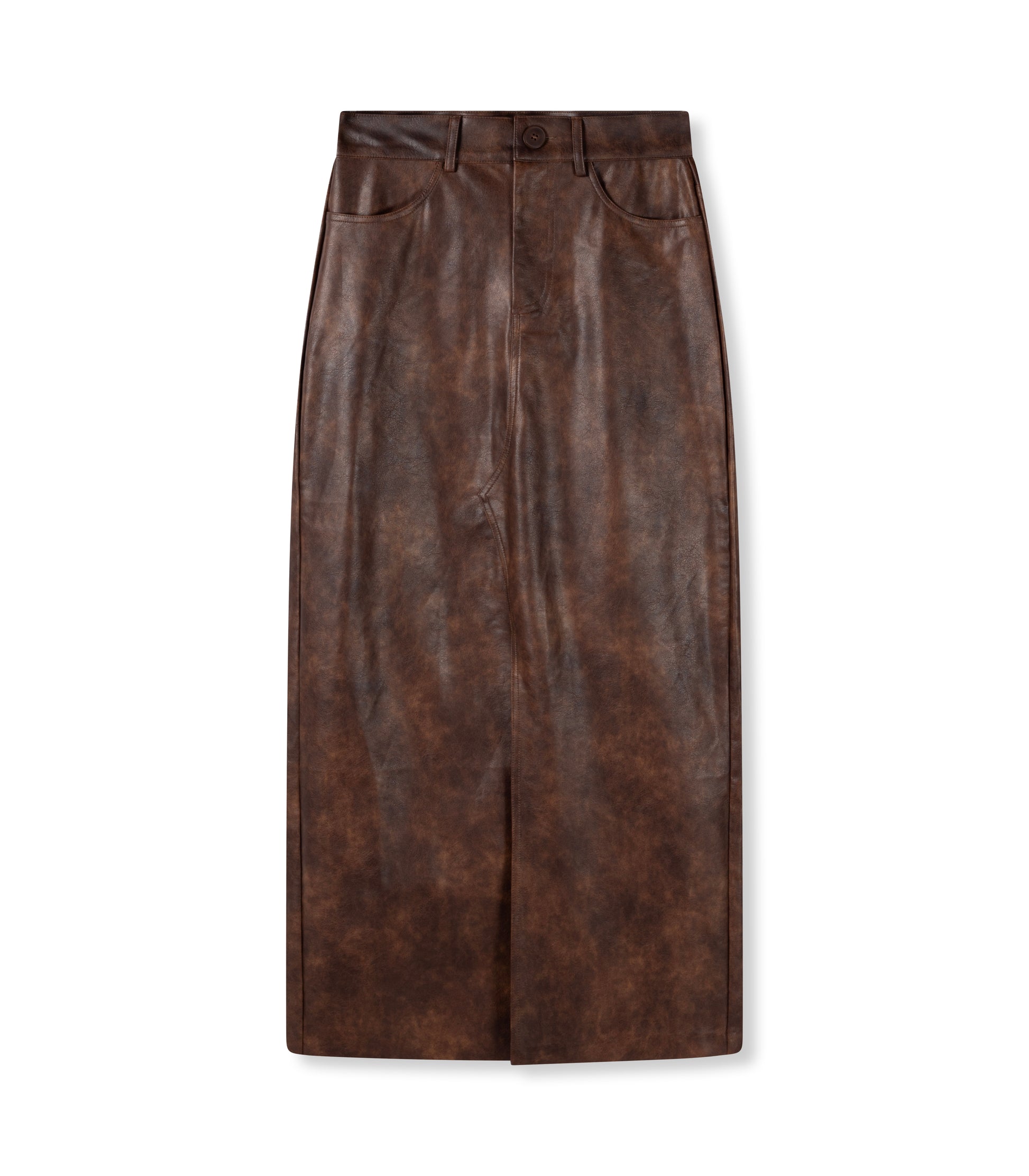 REFINED DEPARTMENT | CLAUDIA PU LEATHER SKIRT - BROWN