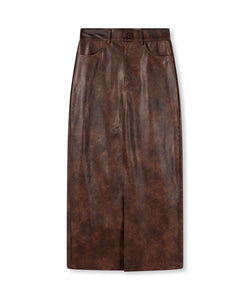 REFINED DEPARTMENT | CLAUDIA PU LEATHER SKIRT - BROWN