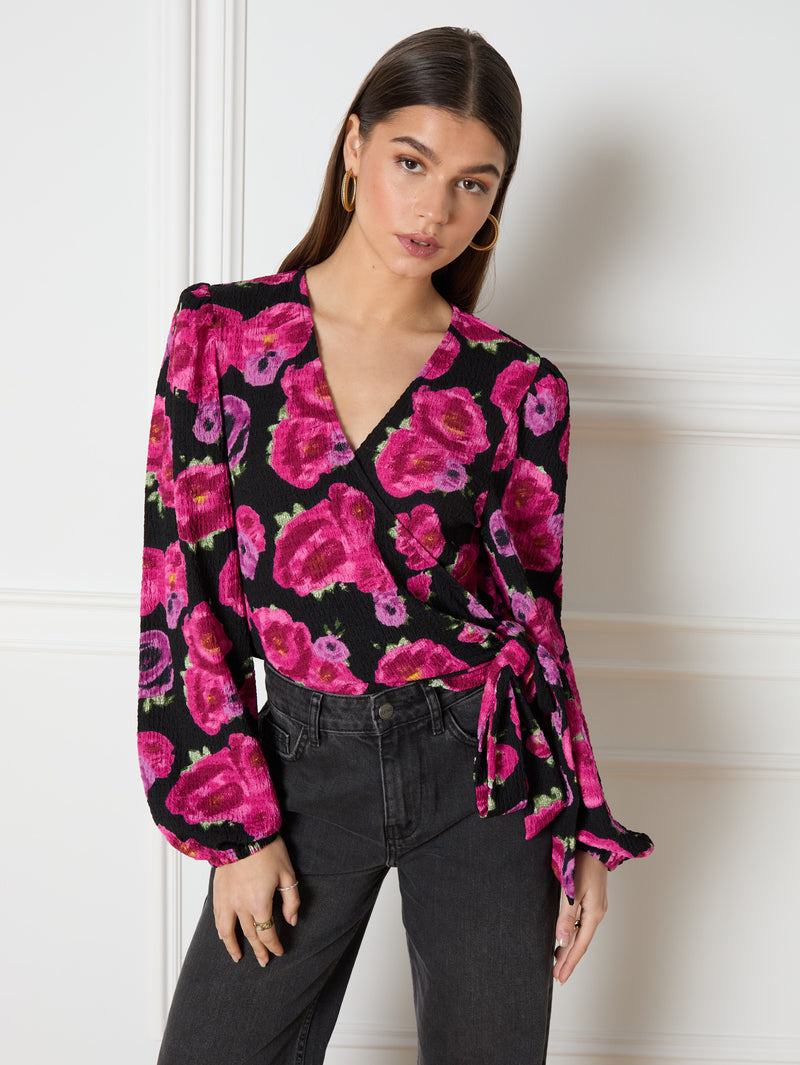 REFINED DEPARTMENT | VAIRA KNITTED WRAP TOP - FLOWER