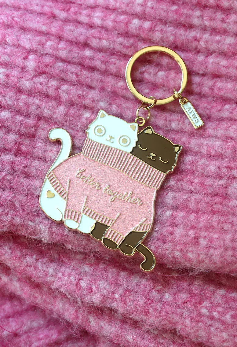 ATWTS | KEYCHAIN - 2 CATS IN A SWEATER