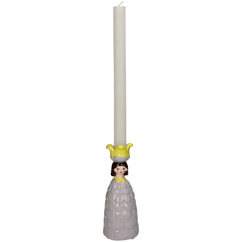 FLOWERY GIRL CANDLE HOLDER - LILAC