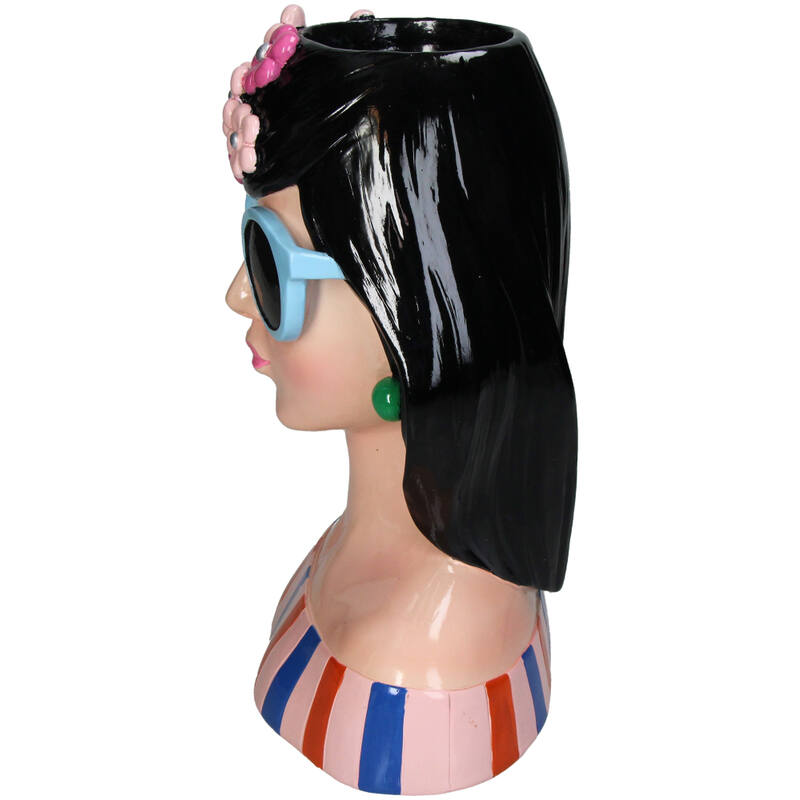 STRIPES & SUNGLASSES WOMEN VASE - BLUE