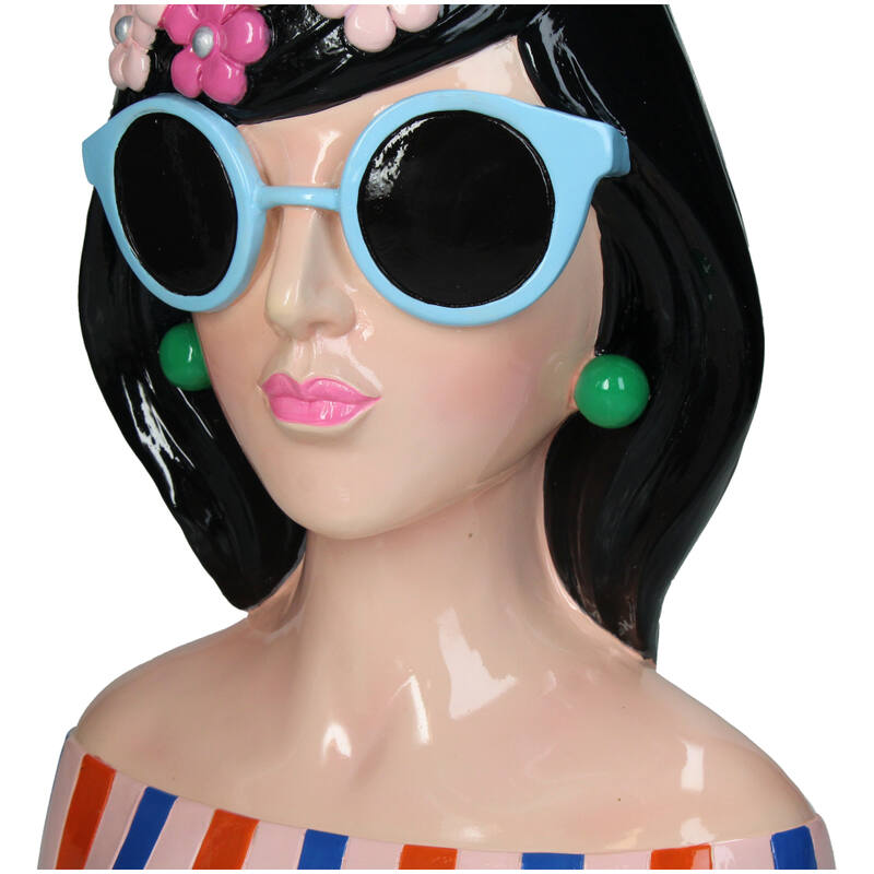 STRIPES & SUNGLASSES WOMEN VASE - BLUE