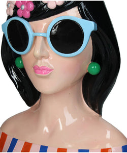 STRIPES & SUNGLASSES WOMEN VASE - BLUE