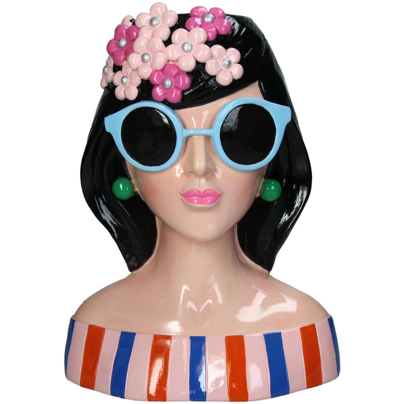 STRIPES & SUNGLASSES WOMEN VASE - BLUE