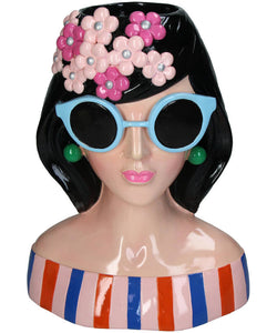 STRIPES & SUNGLASSES WOMEN VASE - BLUE