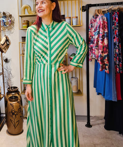 Y.A.S | SAVANNA LONG SHIRT DRESS - QUIET GREEN / JELLY BEAN