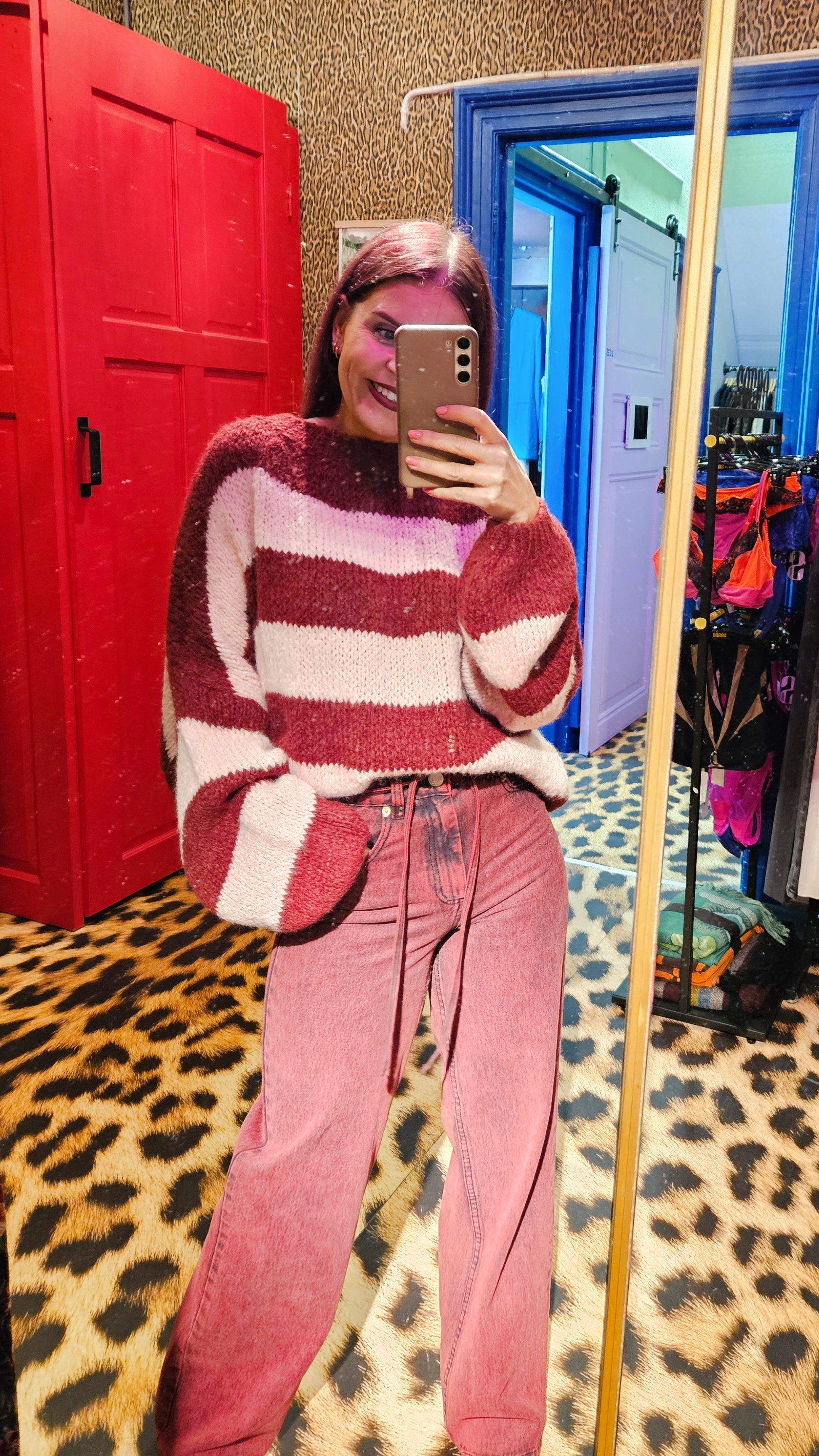 YASMIN STRIPED KNIT - BORDEAUX / ROSE