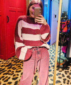 YASMIN STRIPED KNIT - BORDEAUX / ROSE