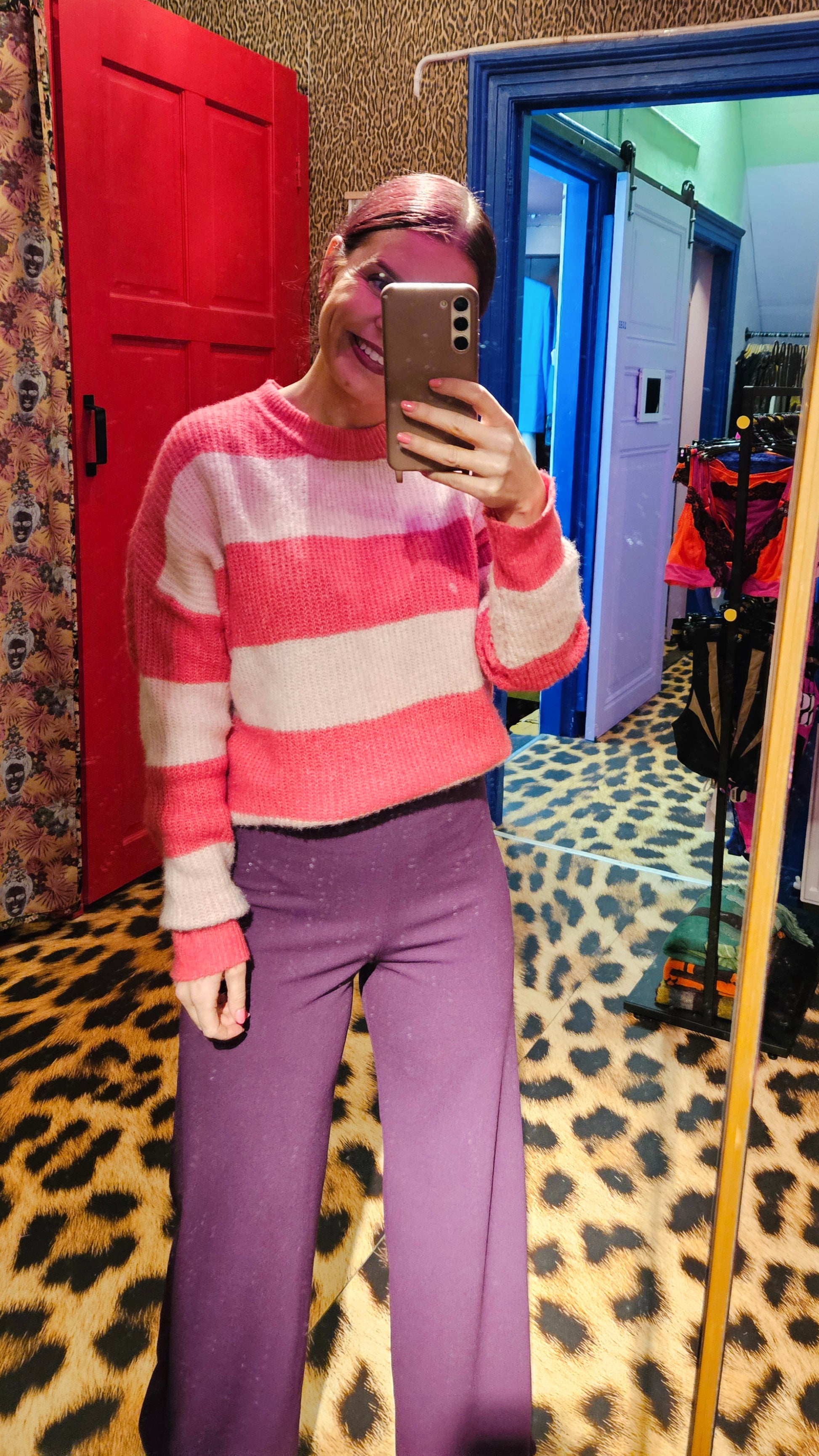 ROXY STRIPED KNIT - ROSE / PINK