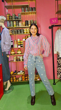 STELLA STRIPED BLOUSE - FUCHSIA