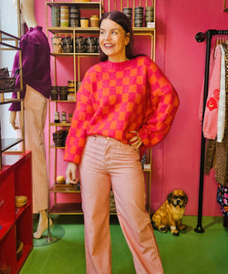 GOYA BLOCKED KNIT - ORANGE / FUCHSIA