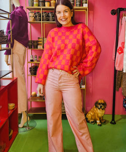 GOYA BLOCKED KNIT - ORANGE / FUCHSIA