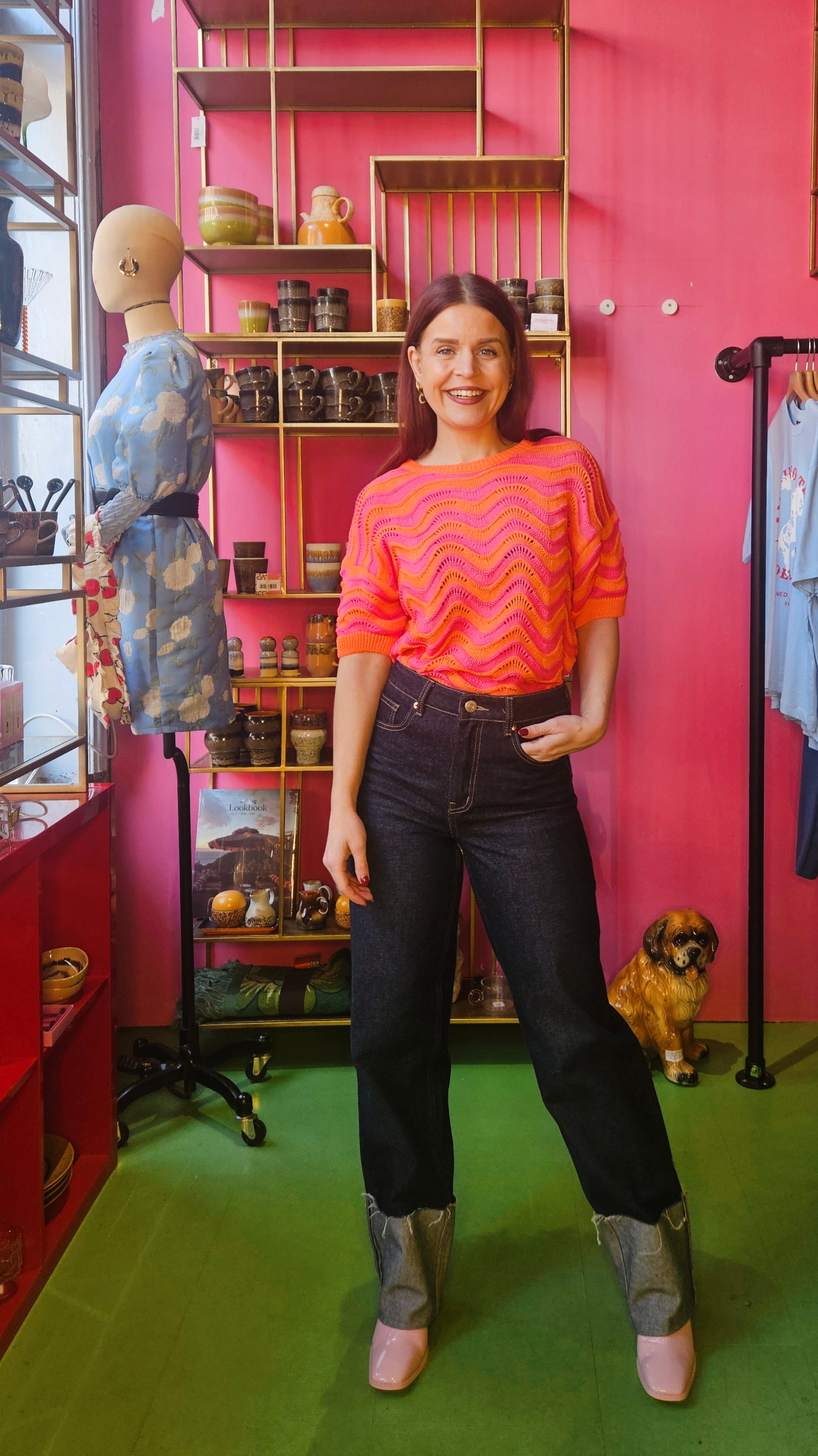 ZIGGY ZAG KNIT TOP - ORANGE