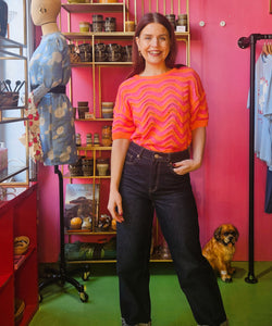 ZIGGY ZAG KNIT TOP - ORANGE