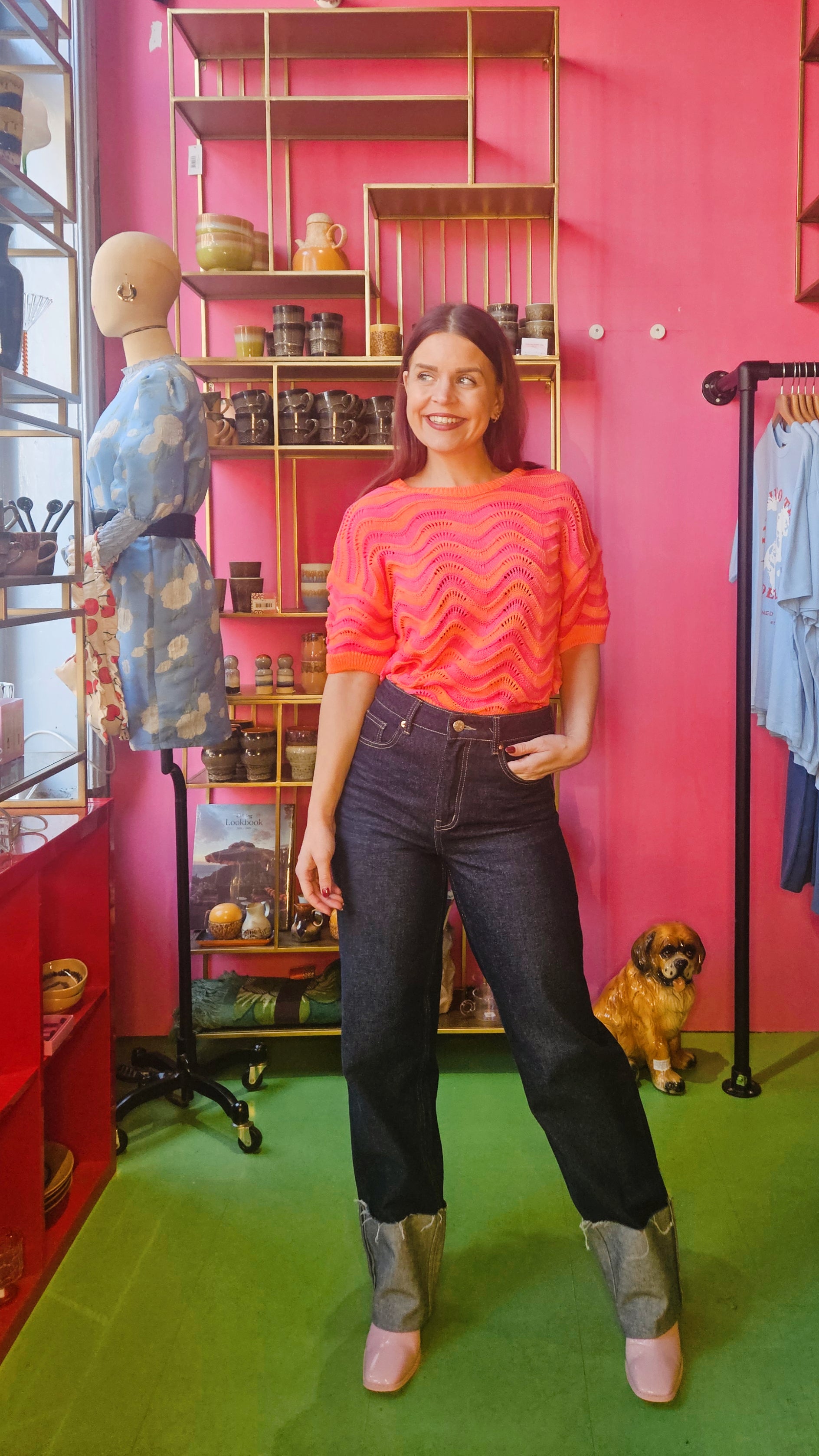 ZIGGY ZAG KNIT TOP - ORANGE