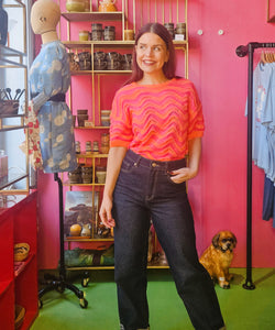 ZIGGY ZAG KNIT TOP - ORANGE