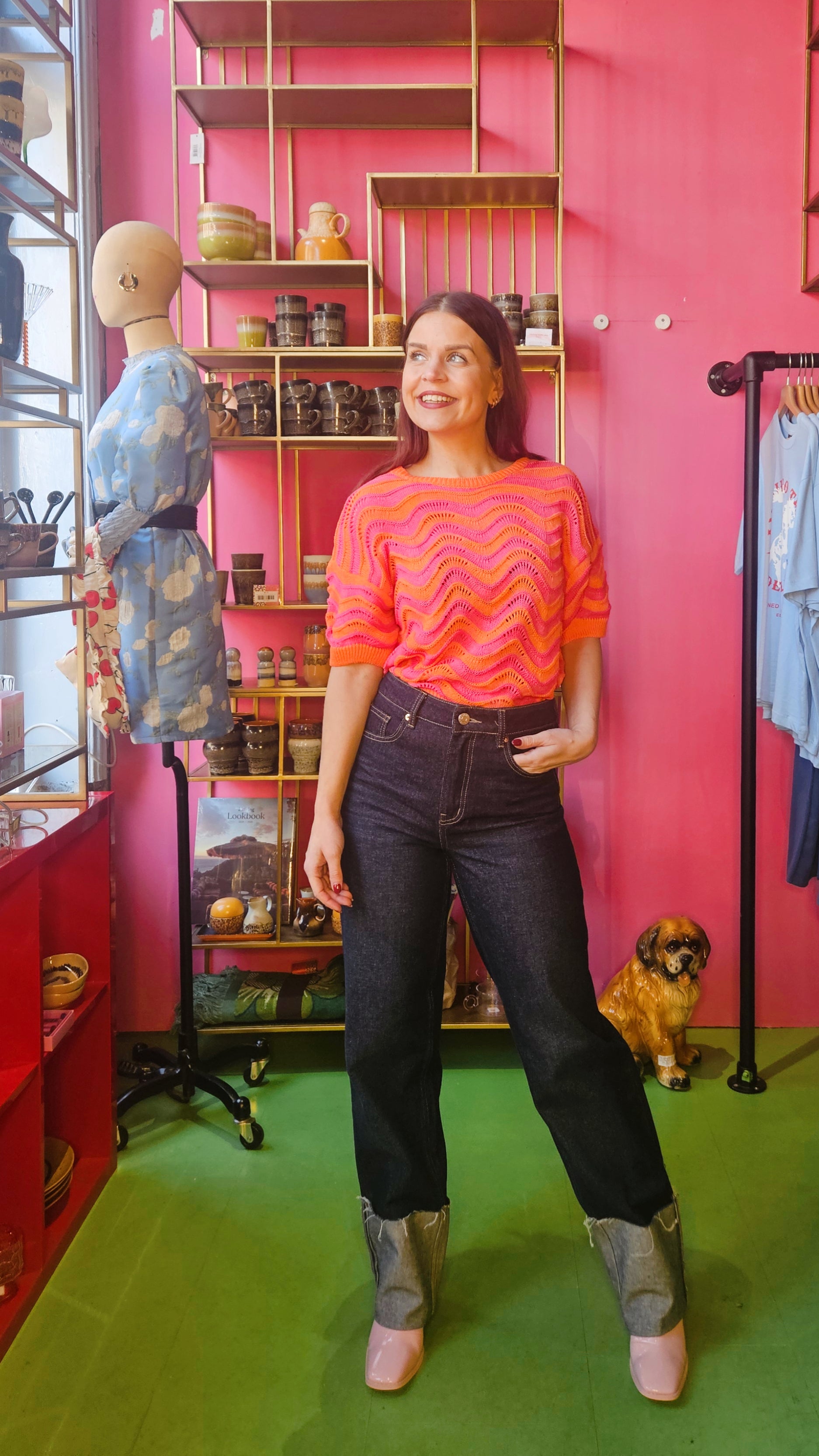 ZIGGY ZAG KNIT TOP - ORANGE