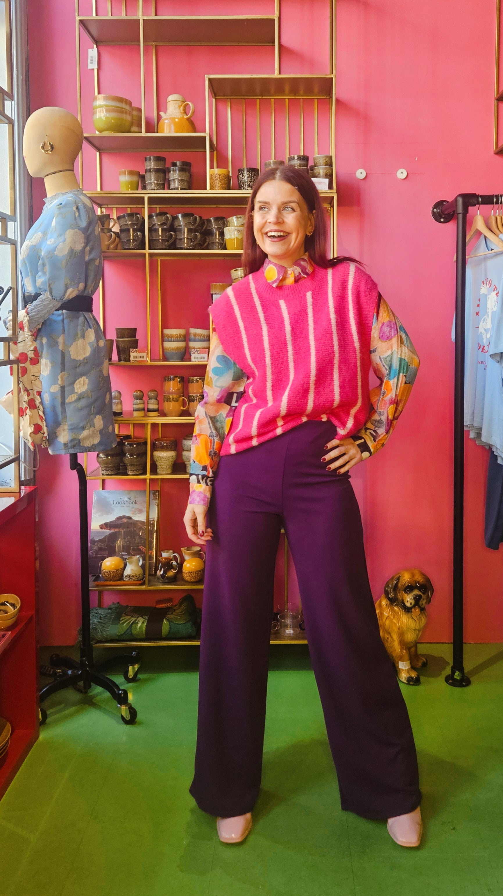 DELPHINE STRIPED SPENCER- FUCHSIA