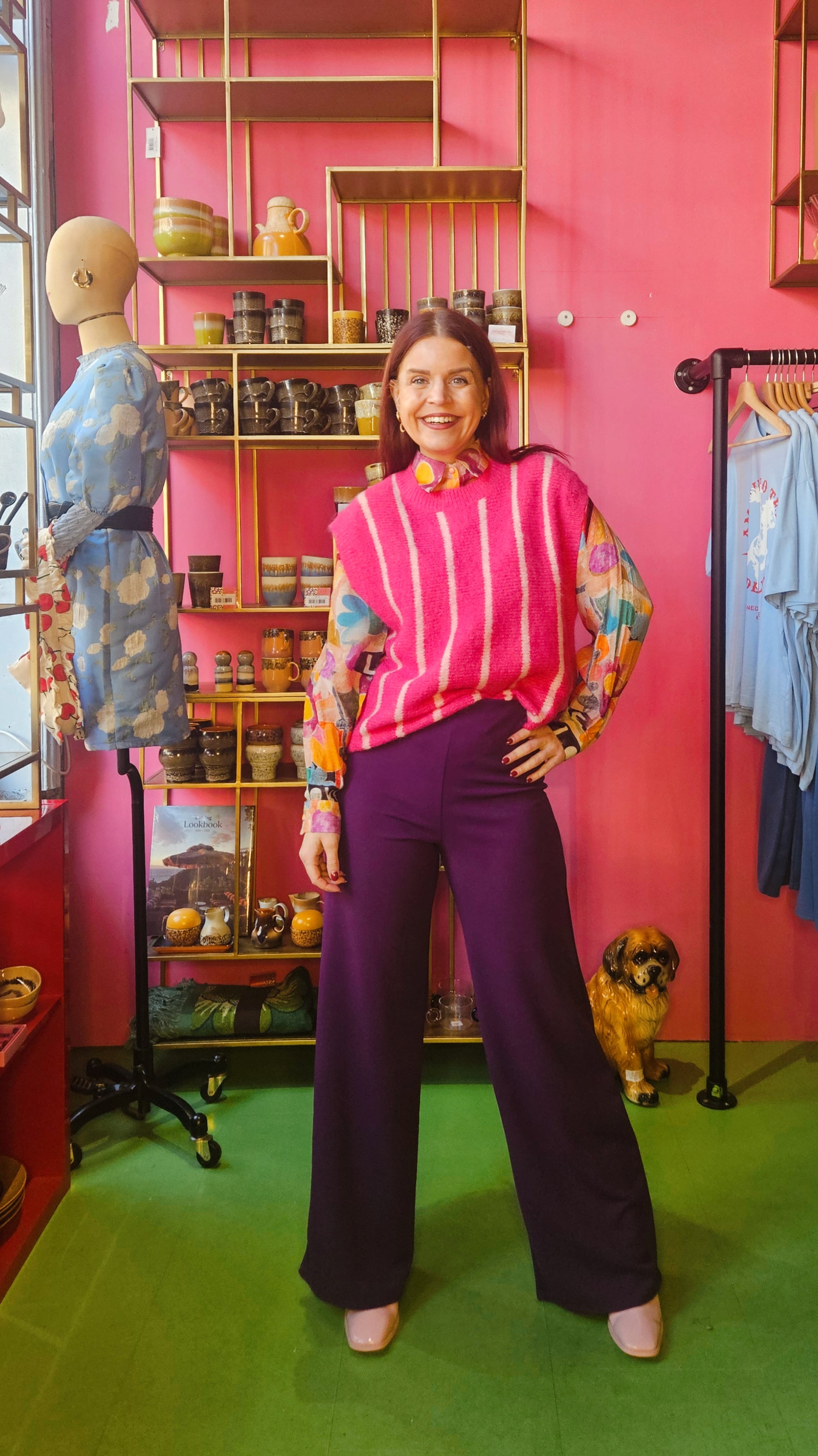 DELPHINE STRIPED SPENCER- FUCHSIA