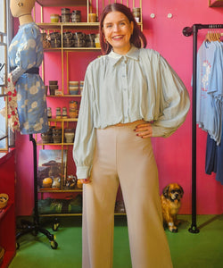 LEA CROPPED BLOUSE - OCEAN GREEN