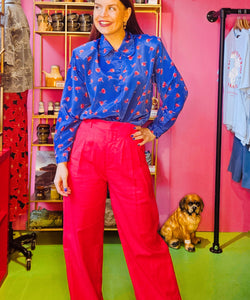 VINTAGE ITEM - ROSES SHIRT - BLUE