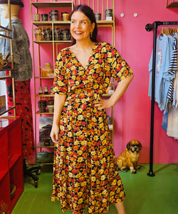 VINTAGE ITEM | POPPY FLOWERY DRESS -YELLOW