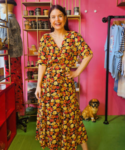 VINTAGE ITEM | POPPY FLOWERY DRESS -YELLOW