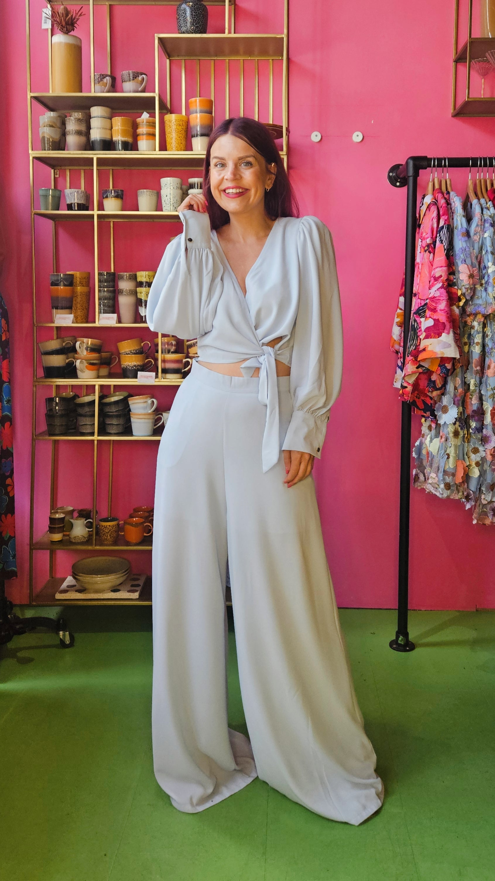 LISE WRAP BLOUSE - LIGHT BLUE