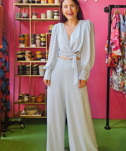 LISE WRAP BLOUSE - LIGHT BLUE