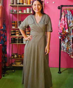 ABIGAIL WRAP DRESS - GREEN