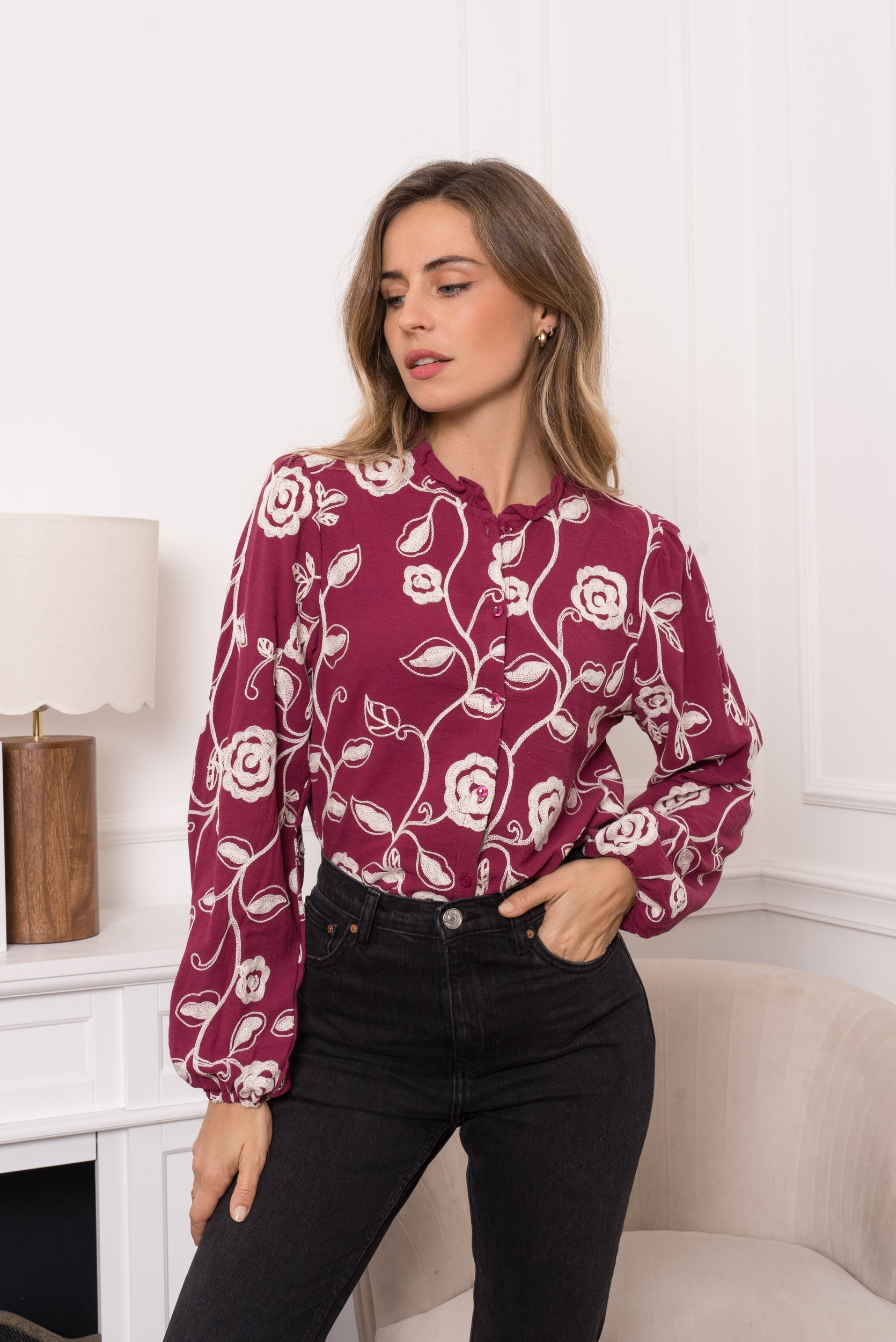 ROSES BLOUSE - BORDEAUX