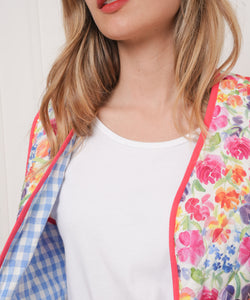 JAINE QUILTED FLOWER GILET -FUCHSIA