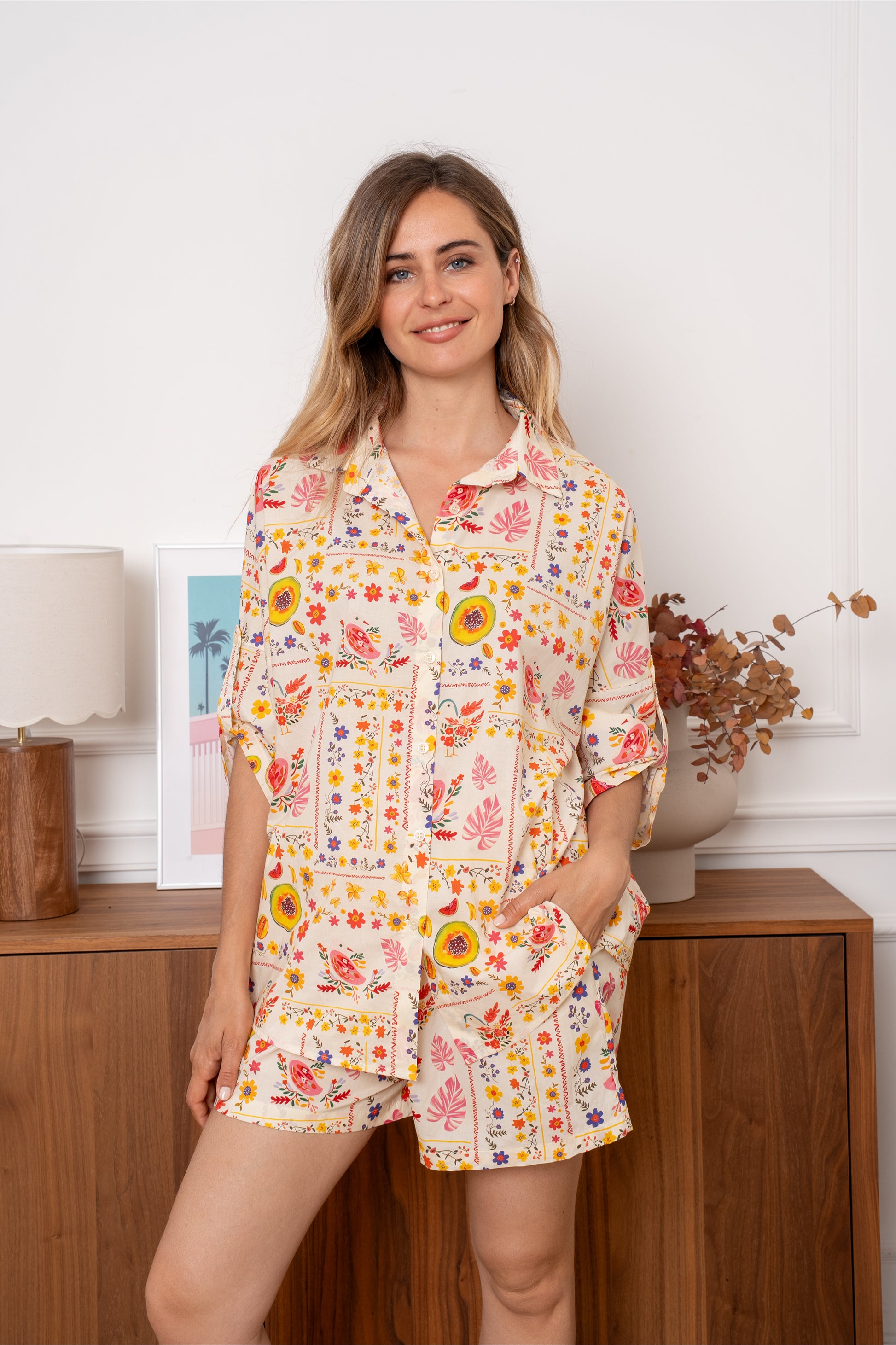 LILY FLOWERS & LEAVES BLOUSE - YELLOW