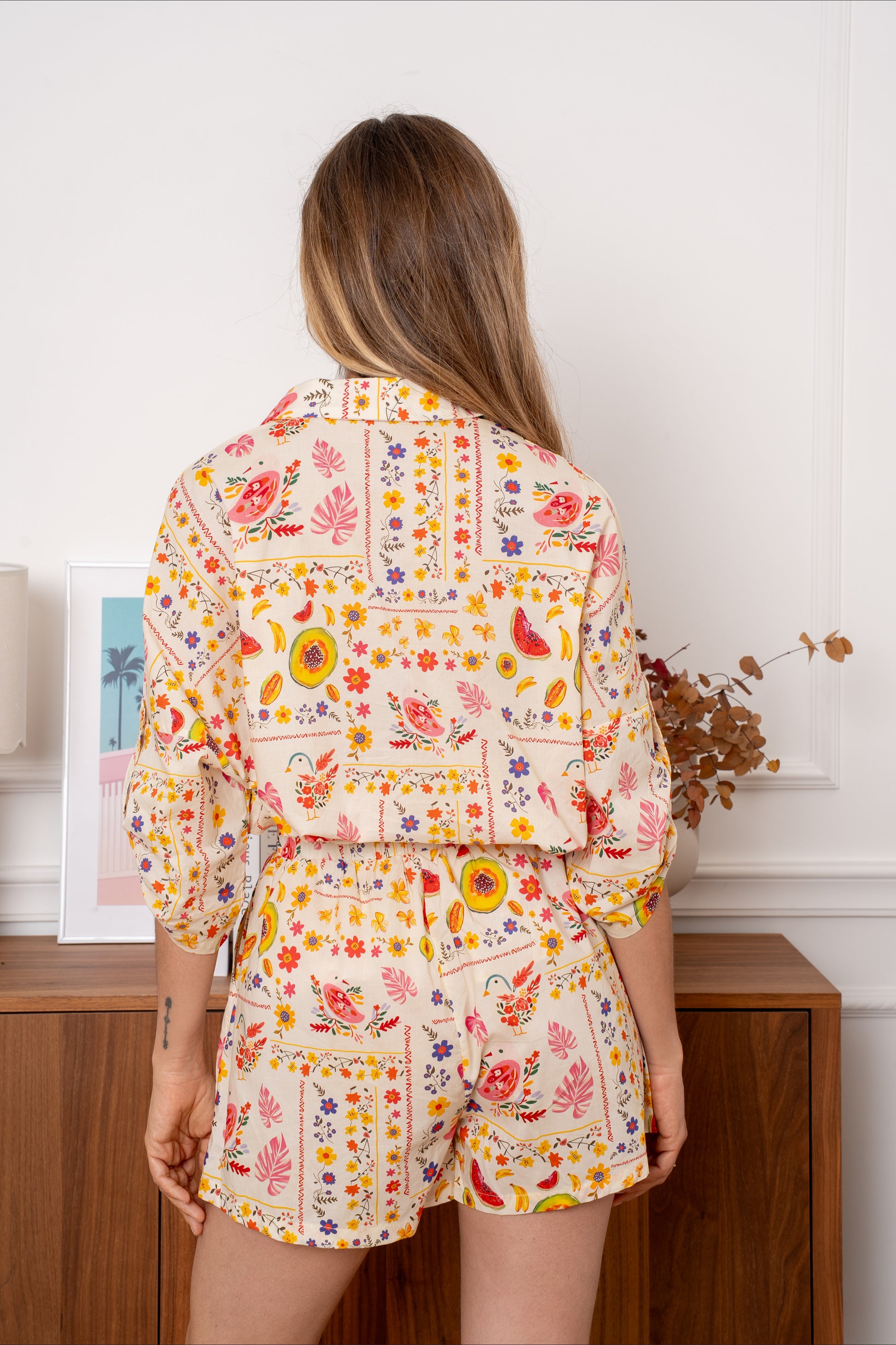 LILY FLOWERS & LEAVES BLOUSE - YELLOW
