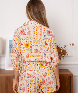 LILY FLOWERS & LEAVES BLOUSE - YELLOW