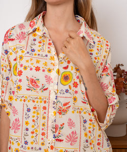 LILY FLOWERS & LEAVES BLOUSE - YELLOW