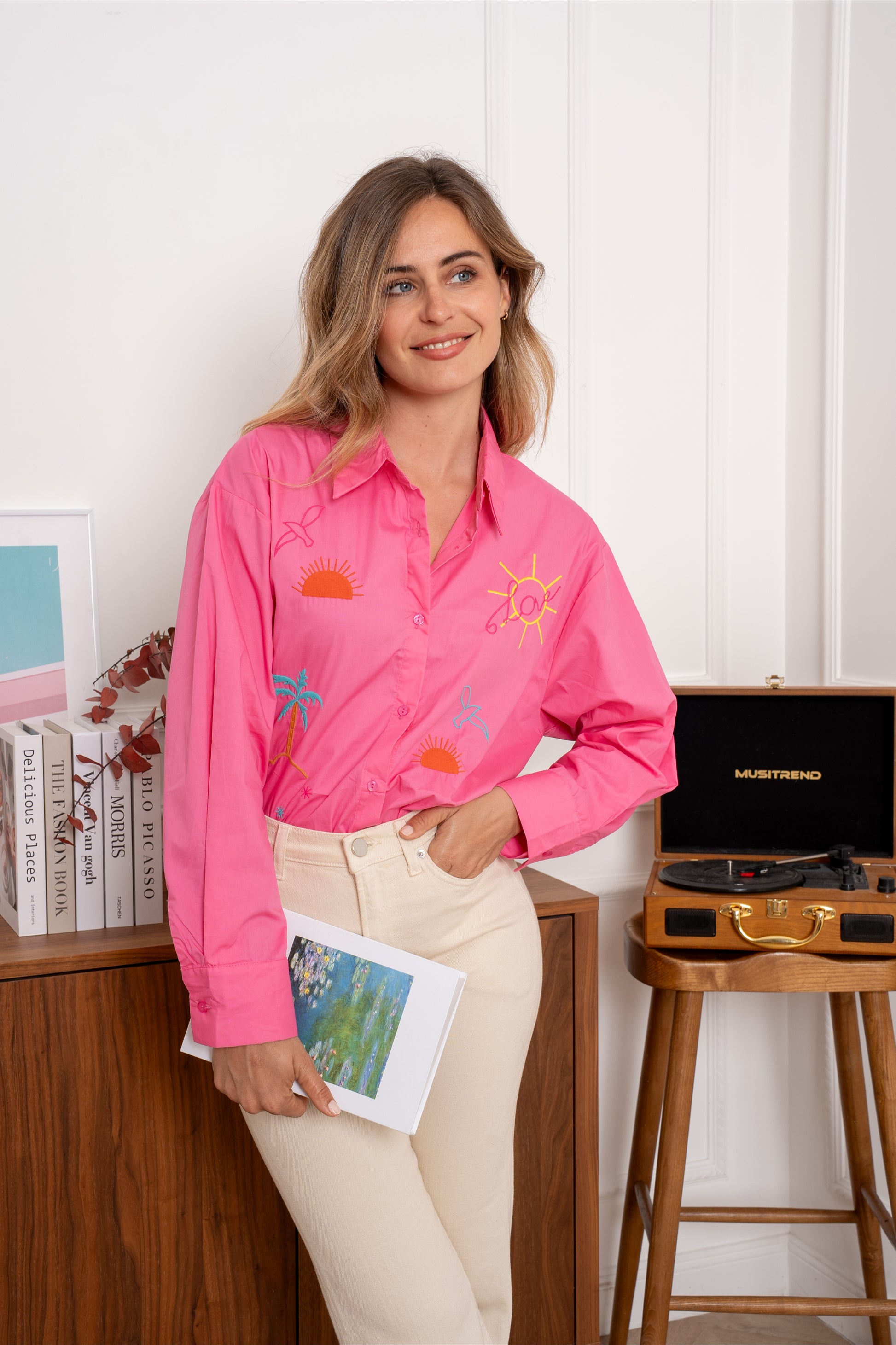 SUN & PALMS BLOUSE - PINK
